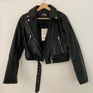 NWT zara vegan leather moto jacket